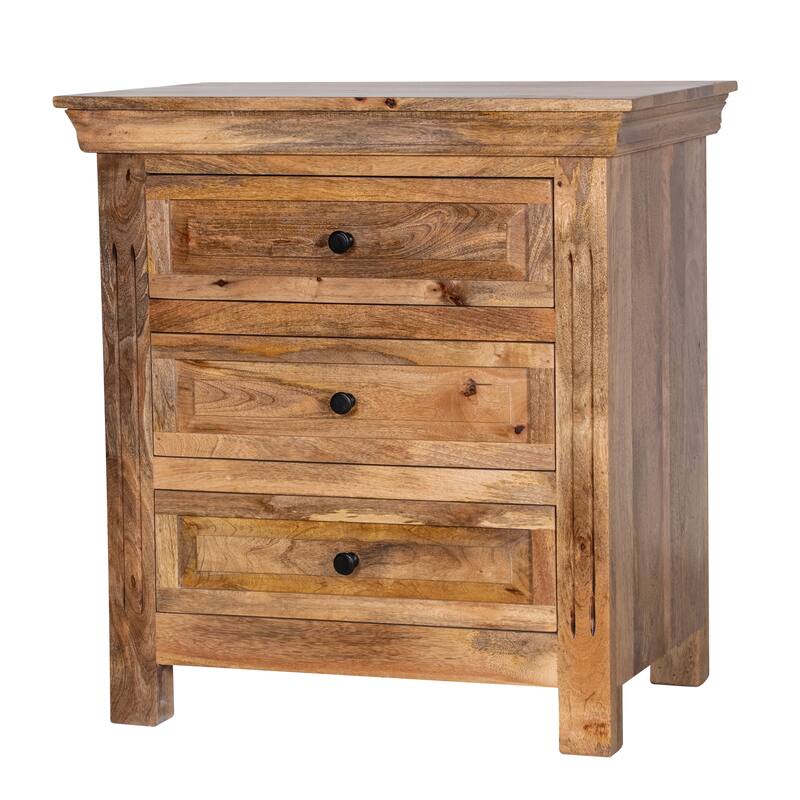 Maadze 28" WIde 3-Drawers Solid Wood Nightstand