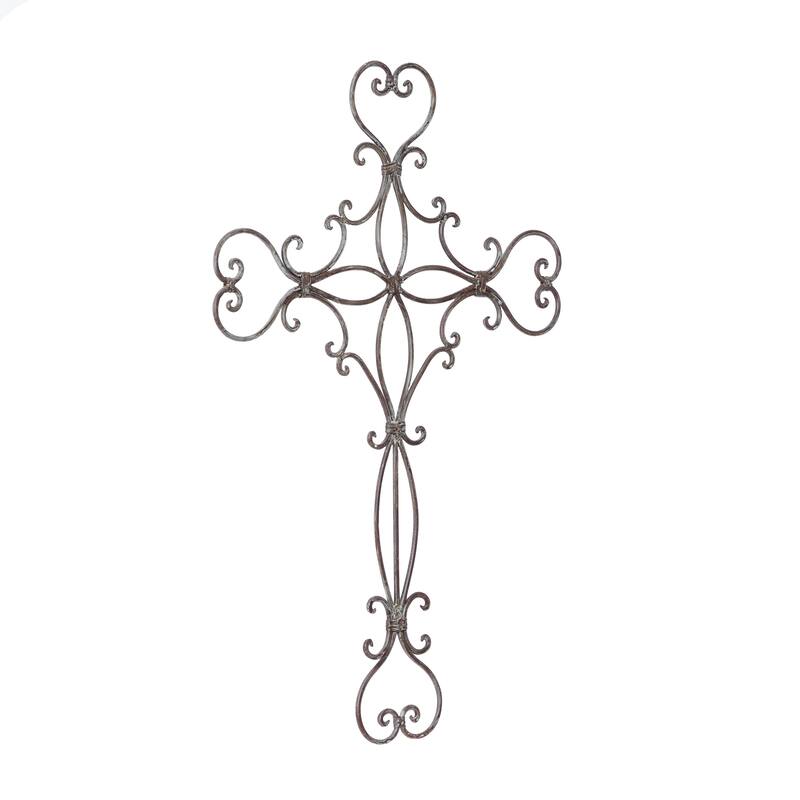 Black Metal Scroll Cross Home Wall Decor
