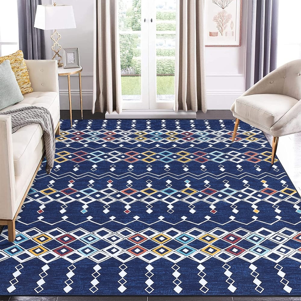 Garvee Boho Area Rug Geometric Printed Faux Wool Soft Floor Cover