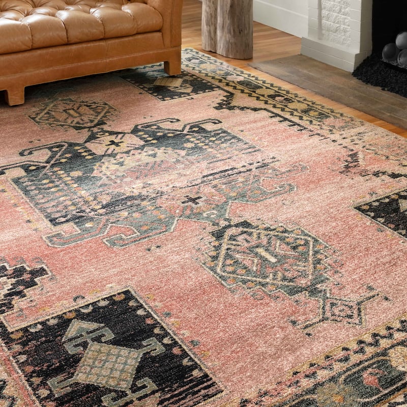 Alexander Home Luxe Rose Antiqued Distressed Area Rug
