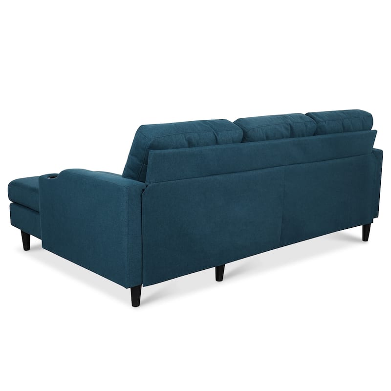 Pull Out Couch, L Shaped Convertible Sleeper Sofa Bed with Hidden Storage, 3-in-1 Upholstered Sectional Sofa with Cup Holder