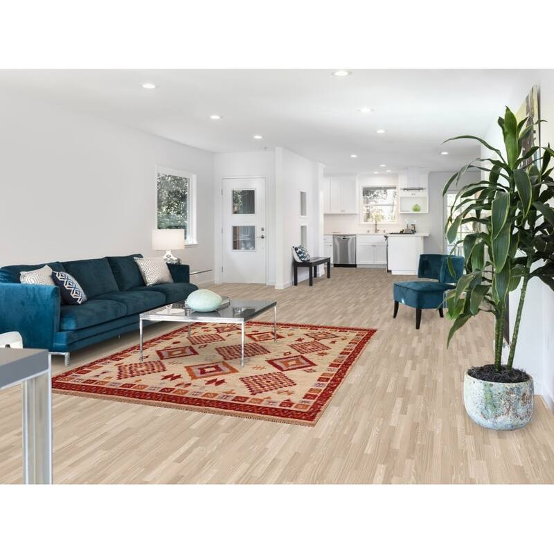 Hand Knotted Oriental 100% Wool Carpet Modern Tribal Beige & Ivories Moroccan Area Rug - 7' 10'' X 5' 9''