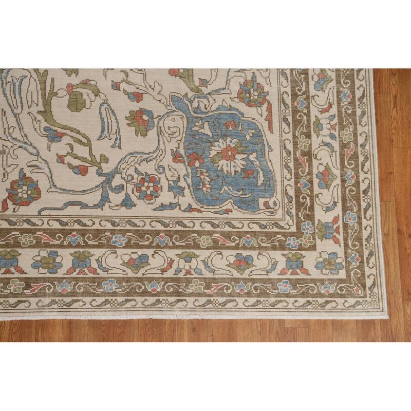Floral Traditional Oushak Turkish Oriental Wool Area Rug Hand-knotted - 9'9" x 13'0"
