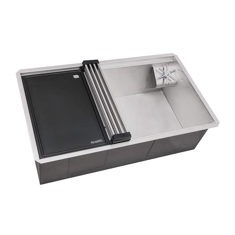 Ruvati 32-inch Workstation Ledge Undermount 16 Gauge Stainless Steel Kitchen Sink - RVH8512