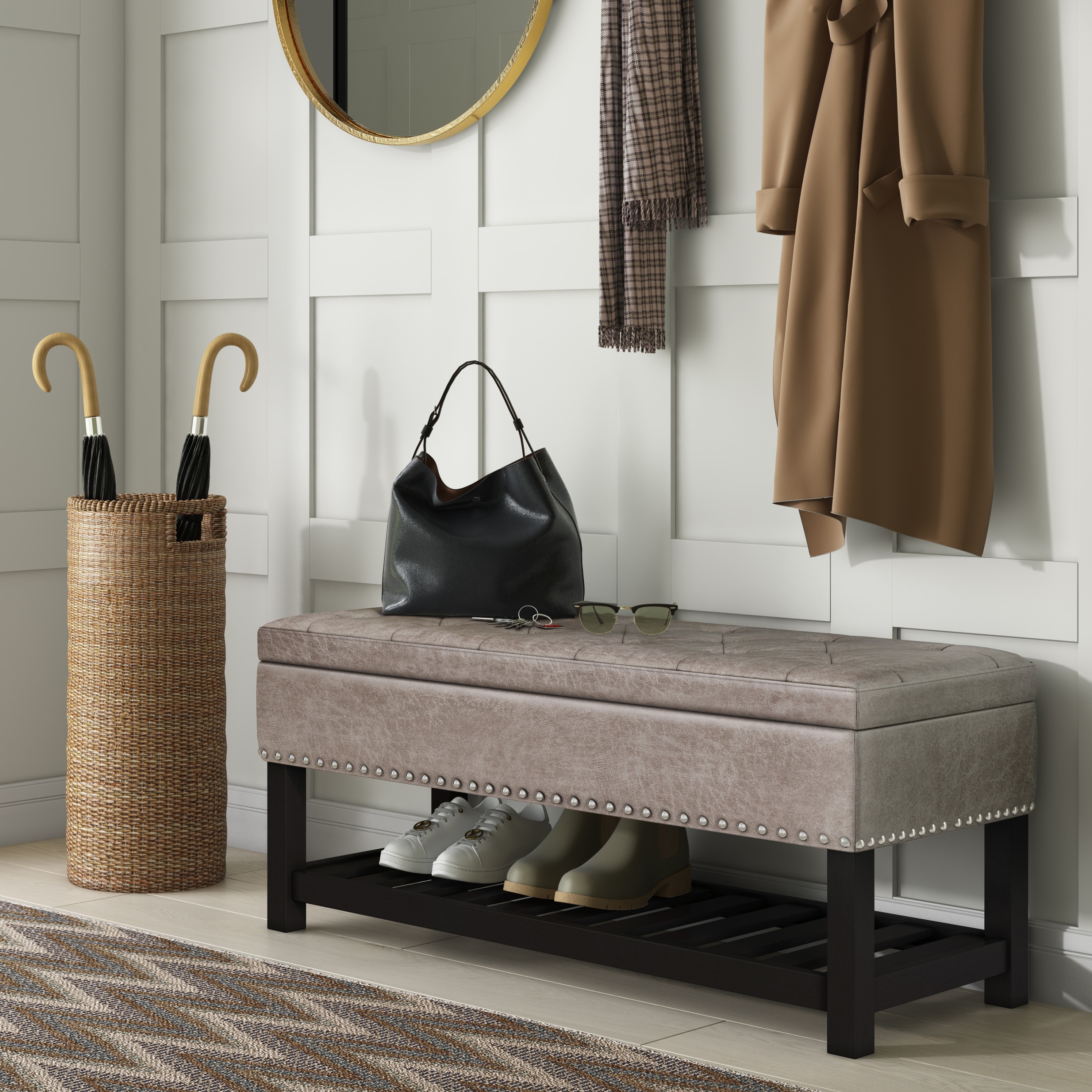Riley entryway online bench with storage