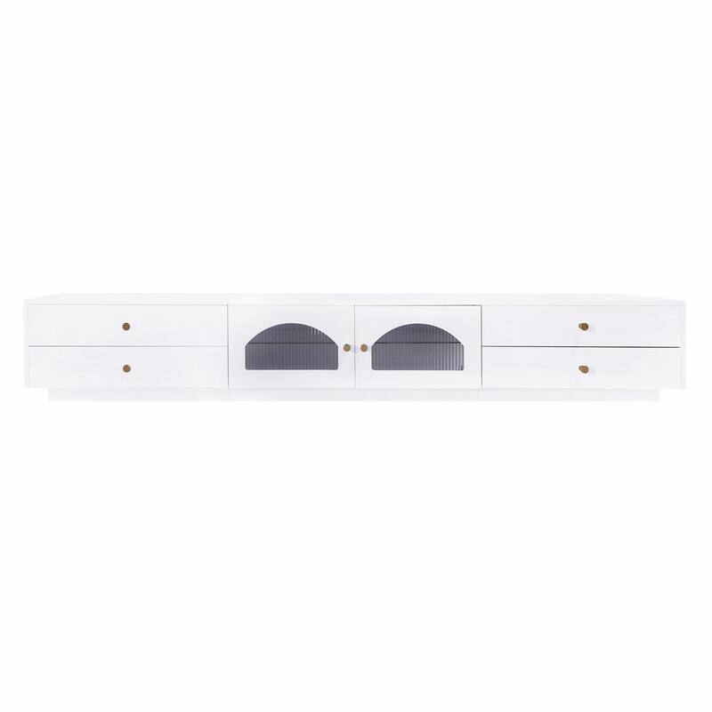 90'' Elegant Glass-Doored TV Stand with Versatile Storage