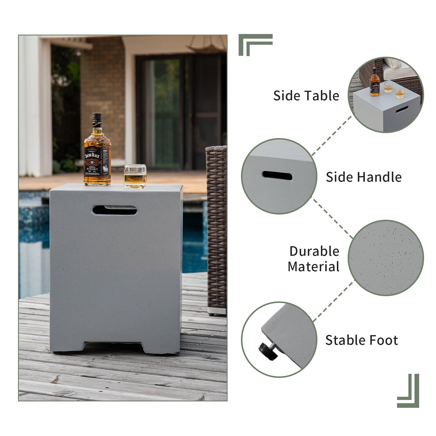 COSIEST Outdoor Fountain Fire Table Combination with Tank Table, MgO Base,  Clean Burning Propane, 50,000 BTUs