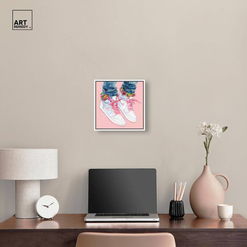 Blush Floral Bloom Sneakers Canvas by Art Remedy