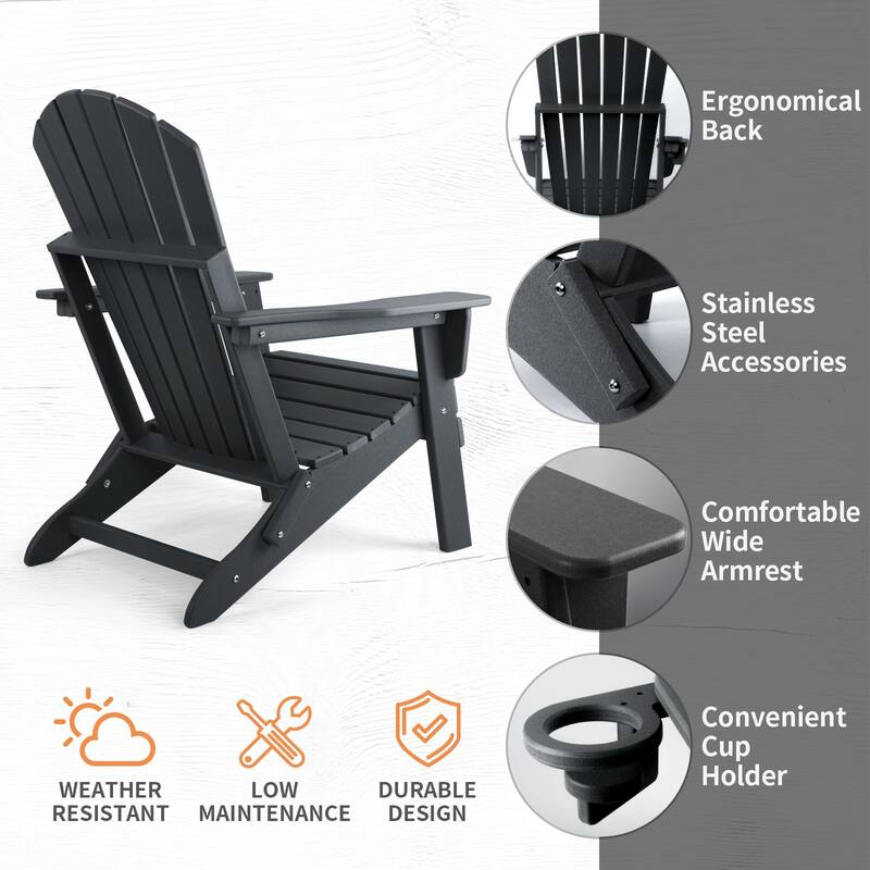 Vrakae Folding Adirondack Chair with Cup Holder Set of 4