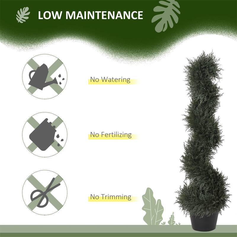 Artificial Spiral Cedar Topiary Tree 35.5 Inch Dark Green Lifelike Faux Plant Indoor Outdoor Decorative with Cement Pot
