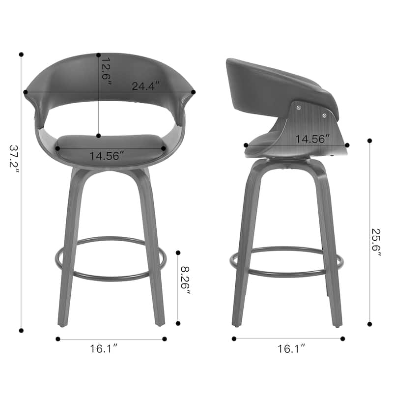 Beale Black Faux Leather Counter Stool with Walnut Wood Accent Legs