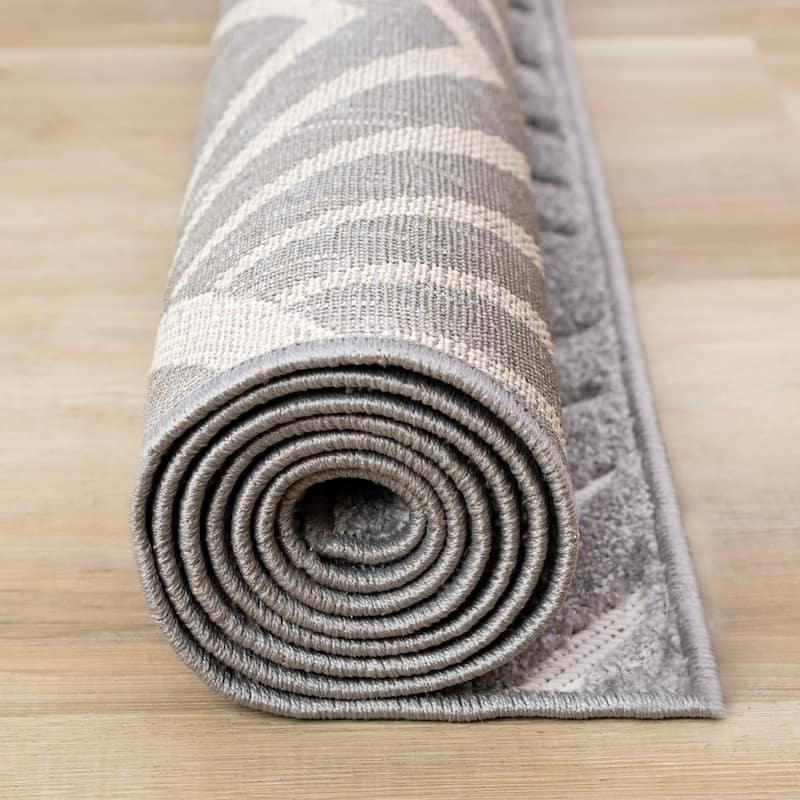 Oslo Collection - Grey White High/Low Indoor-Outdoor Area Rug