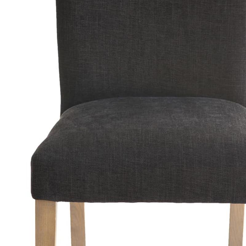 Zeus Dining Side Chair Set of 2, Black Fabric, Gray Tapered Legs