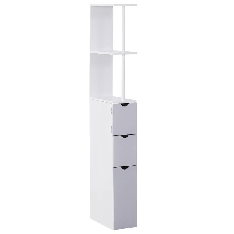 Bathroom Display Cabinet Corner Cabinet with Open Shelves, White Side Floor Storage Organizer with Drawers