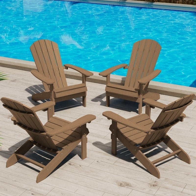 WINSOON All Weather HIPS Outdoor Plastic Adirondack Chairs Set of 4 - Brown