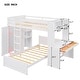 preview thumbnail 35 of 43, Twin Over Twin Size Bunk Bed Wooden Loft Bed with Wardrobe, Desk, Shelves, Safety Guardrail and Ladder