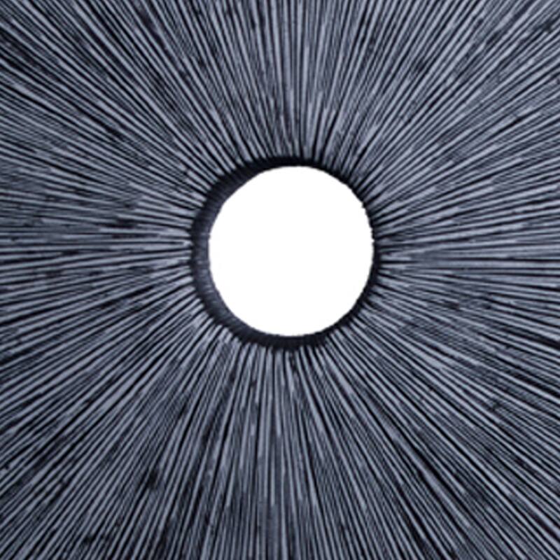 Ribbed Round Sandstone Wall Decor Set of 2 with Cut Out at Centre, Large, Gray