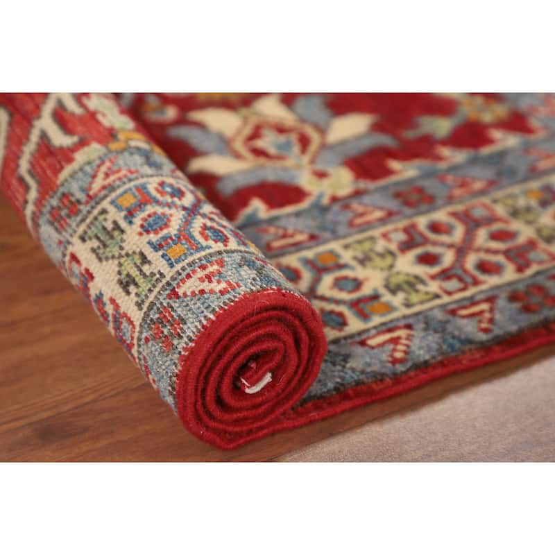 Red Kazak Oriental Foyer Rug Handmade Traditional Wool Carpet - 2'11" x 4'0"