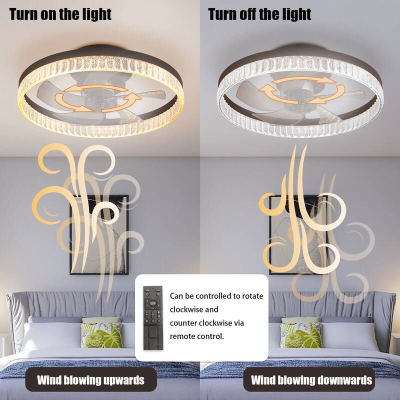 Remote Control Flush Mount Ceiling Fan Silent Fan Light with Adjustable Color Temperature & 6 Adjustable Wind Speeds