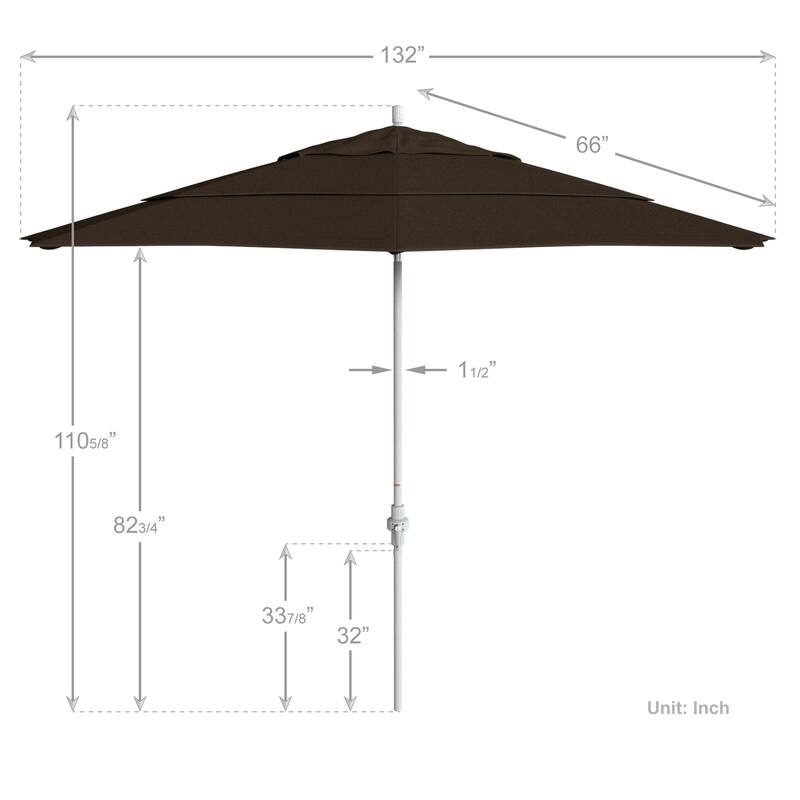 California Umbrella 11' Rd. Aluminum Patio Umbrella, Crank Lift, Collar Tilt, Dbl Wind Vent, White Finish, Sunbrella Fabric