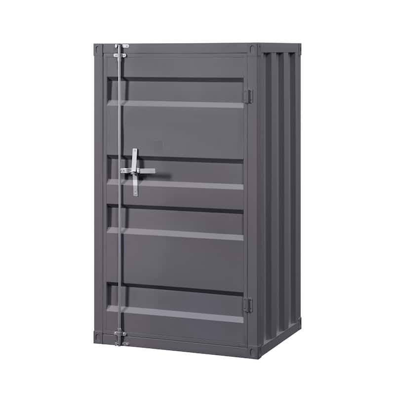 Industrial Style Metal Chest with Recessed Door Front, Gray