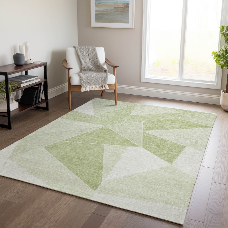 Machine Washable Indoor/ Outdoor Chantille Contemporary Mosaic Rug - Aloe - 8' x 10'