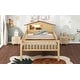 preview thumbnail 5 of 22, Twin Wood Platform Kids Bed with House-Shaped Headboard, LED Light & Built-in Storage, Finish with Safety Guardrails, Natural