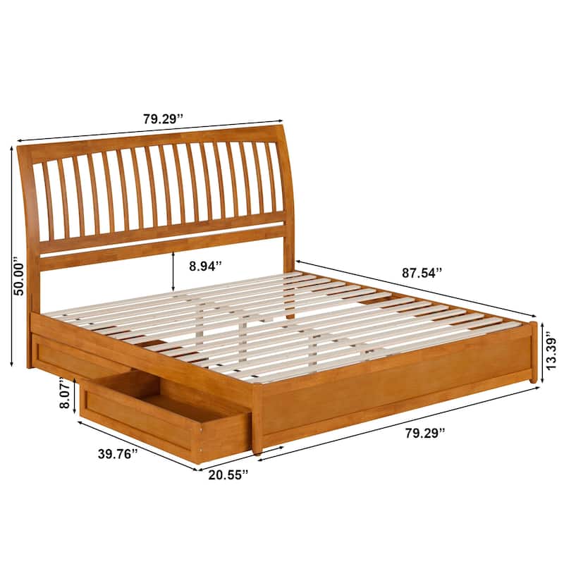 Roslyn Platform Bed with Panel Footboard and Storage Drawers