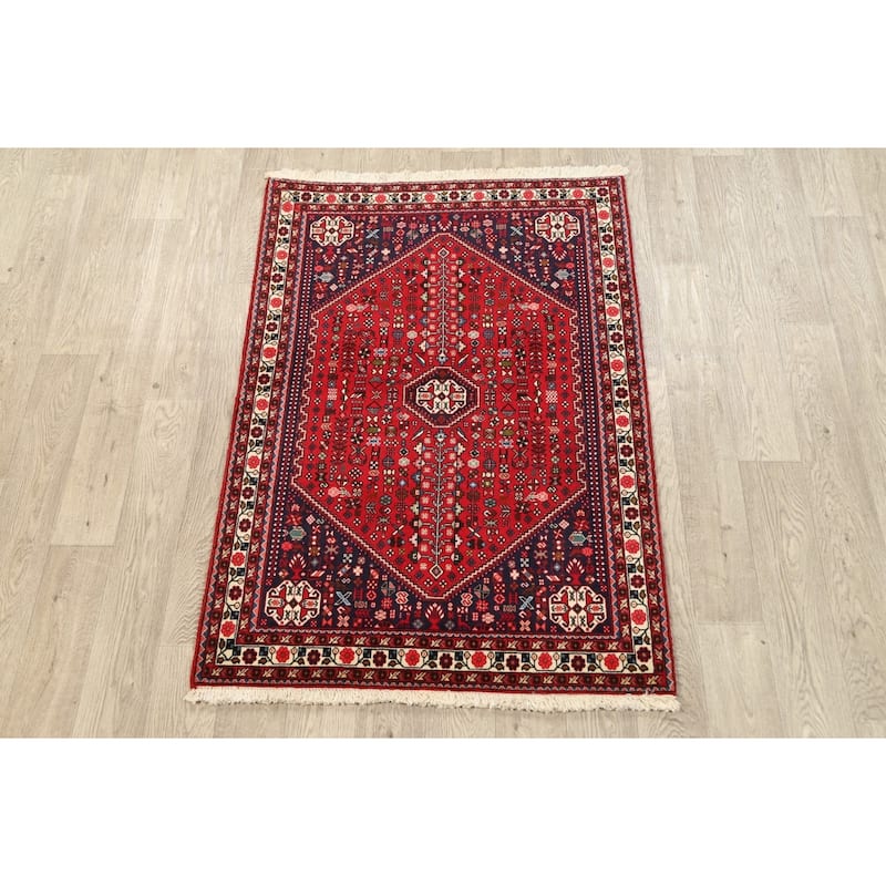Vegetable Dye Tribal Abadeh Nafar Persian Area Rug Wool Handmade - 3'4" x 4'10"