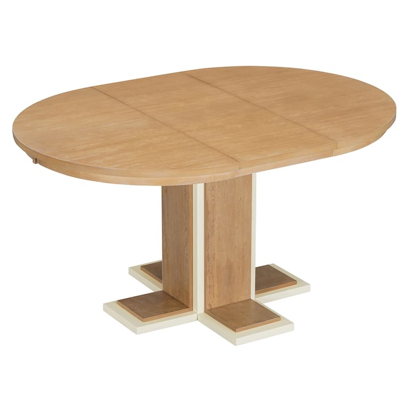 Extendable Dining Table w/16" Middle Leaf,42''-58'' Oval Dining Table