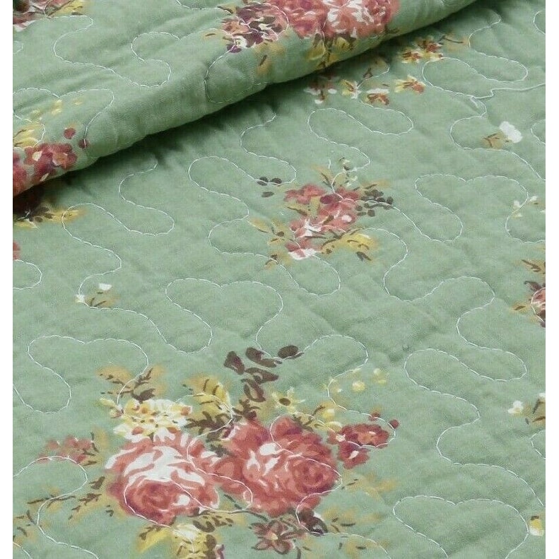 Cozy Line Vintage Floral Quilted Reversible Throw Blanket