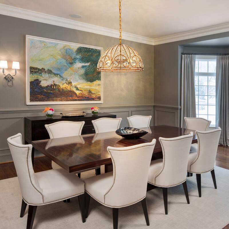 Ennu Retro Antique Sphere Crystal Chandelier Adjustable Dining Room Chandelier - Brass