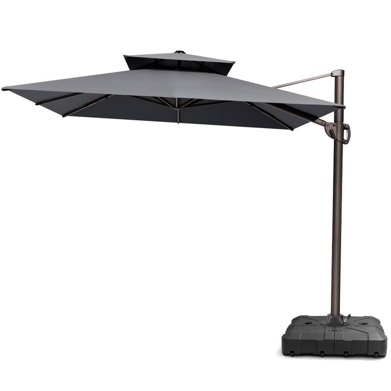 Outdoor Patio 9 FT x 12 FT Dual Top Umbrella Cantilever Offset with Base stand