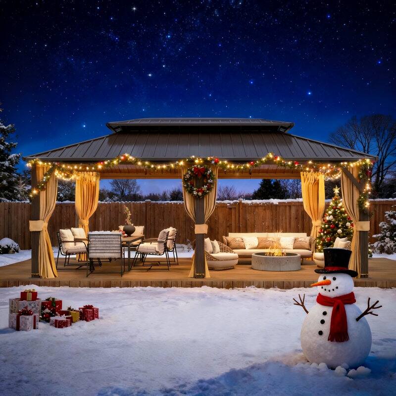 Pro Series Outdoor Hardtop Gazebo, 4.73” Extra-Thick Aluminum Columns, Galvanized Steel Roof | Premium Curtains & Netting - 12'x20' - Double Roof