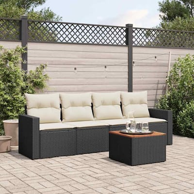 vidaXL Garden Sofa Set Black, cream white - 24.4 x 25.8 x 27.2