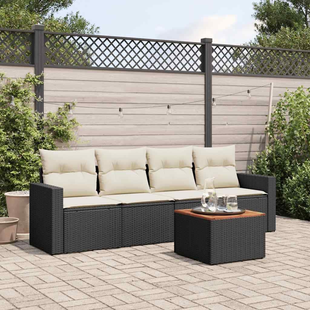 vidaXL Garden Sofa Set Black, cream white - 24.4 x 25.8 x 27.2