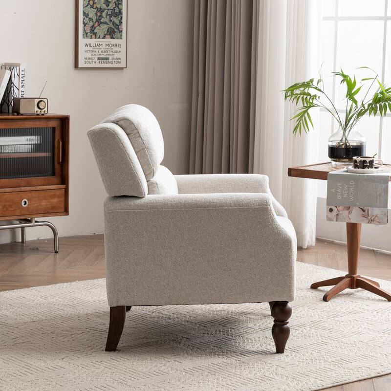 Upholstered Armchair With Wood Legs, Accent Chair