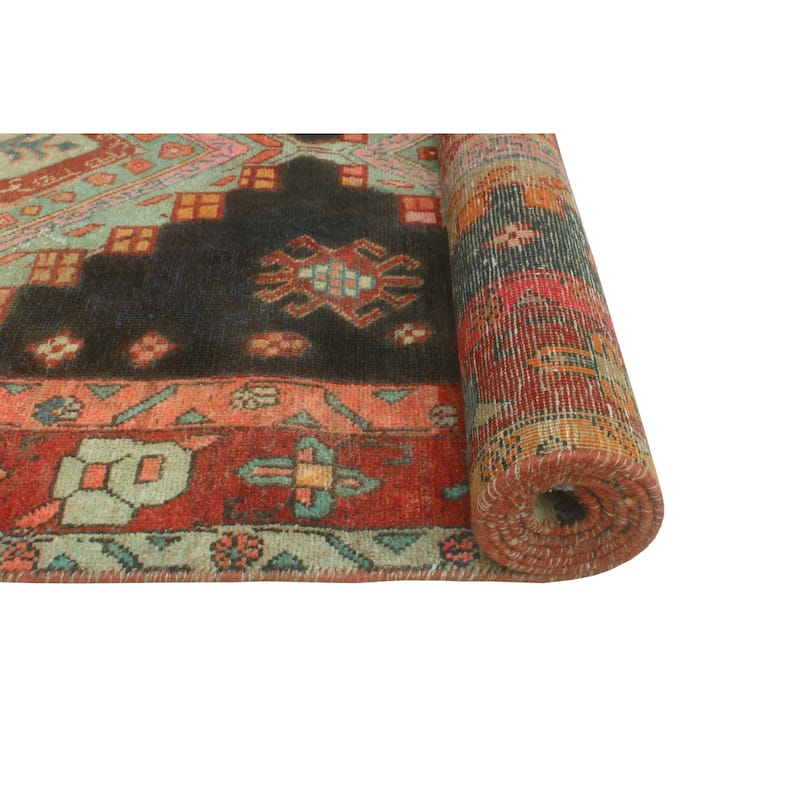 Vintage Distressed Nuno Charcoal/Rust Runner - 3'5" x 9'10"