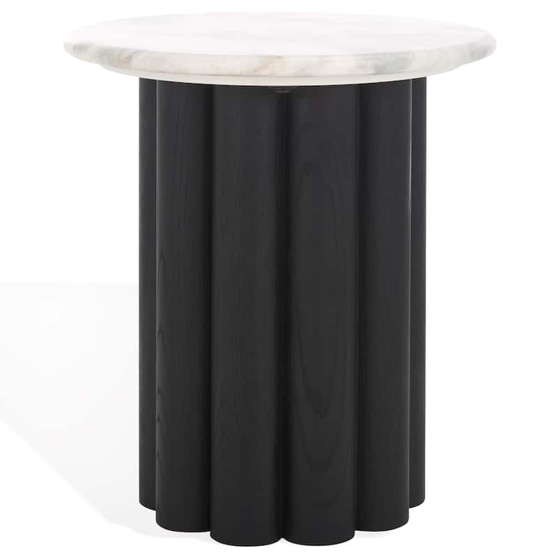 SAFAVIEH Couture Roxiella Marble Accent Table - 18"W x 18"D x 20"H - White/Black