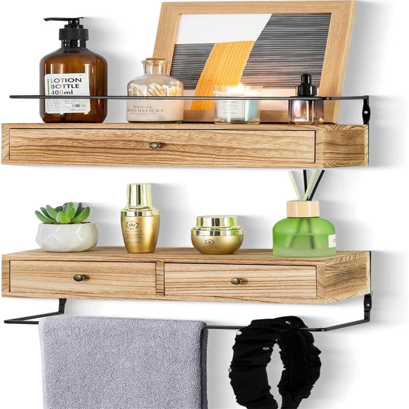 Floating Shelves for Wall Storage - 5.9"D x 16.2"W x 5.9"H - Brown