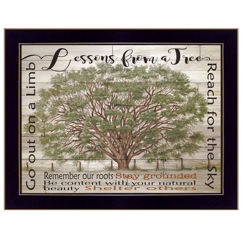 TrendyDecor4U Traditional "Lessons from a Tree" Framed Print Wall Art by Cindy Jacobs - Black