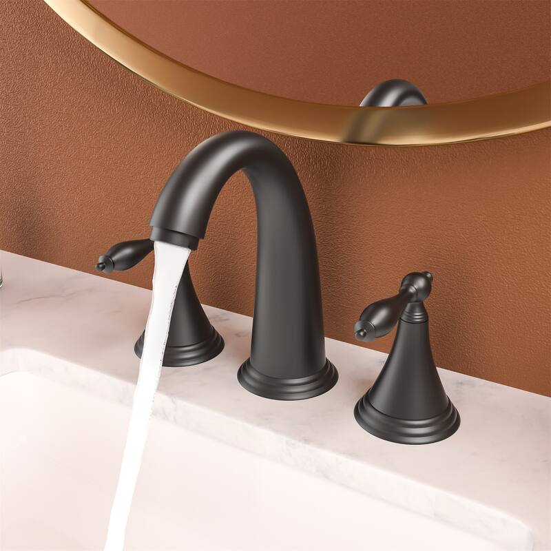 Double Handle 8 in. Widespread Bathroom Faucet 3 Hole Bathroom Sink Faucets Modern Stainless Steel Taps with Drain