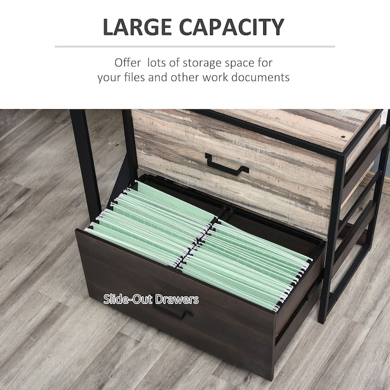 Vinsetto Office File Cabinet with 2 Large Drawers and Adjustable Metal Hanging Bars