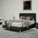 preview thumbnail 85 of 91, Caxkun Upholstered Platform Bed Frame with Wingback headboard Black - Full