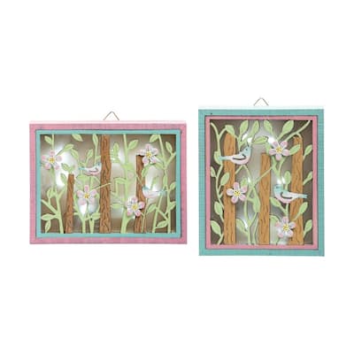 Songbird Shadowbox Spring Light-Up LED S/2 - Set of 2