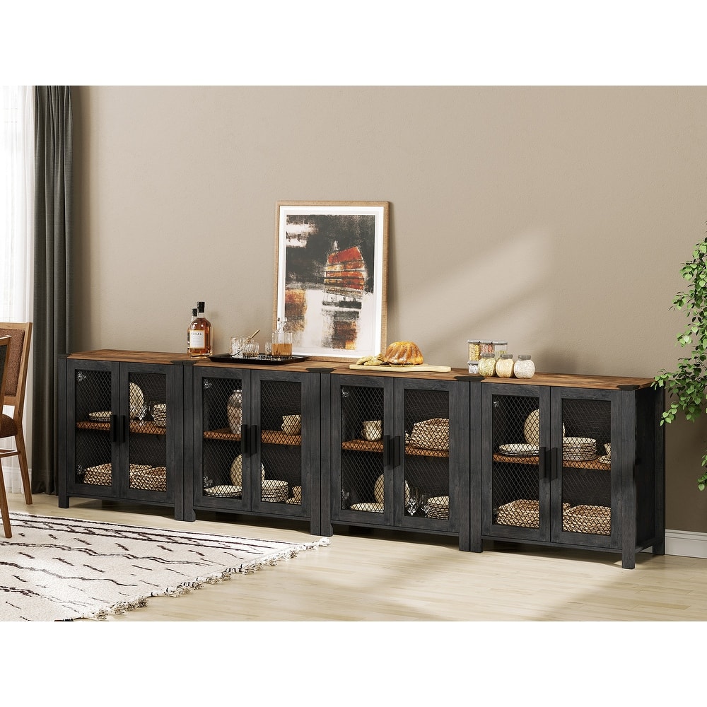 Sideboard Buffet Cabinets with Mesh Door and Adjustable Shelf