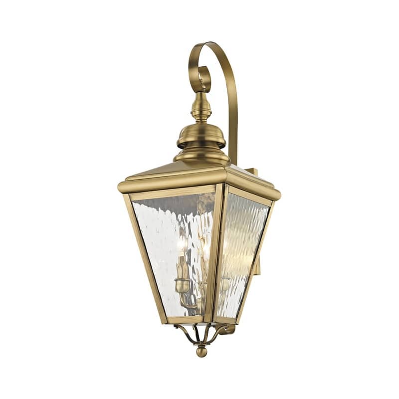 Livex Lighting 3-light Antique Brass Outdoor Lantern, 2033-01 - 10.625" W X 29" H X 12.5" EXT