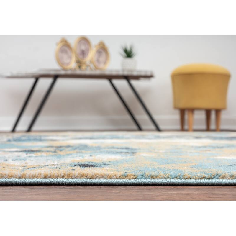 Abani Azure Collection Abstract Green Blue Grey Area Rug