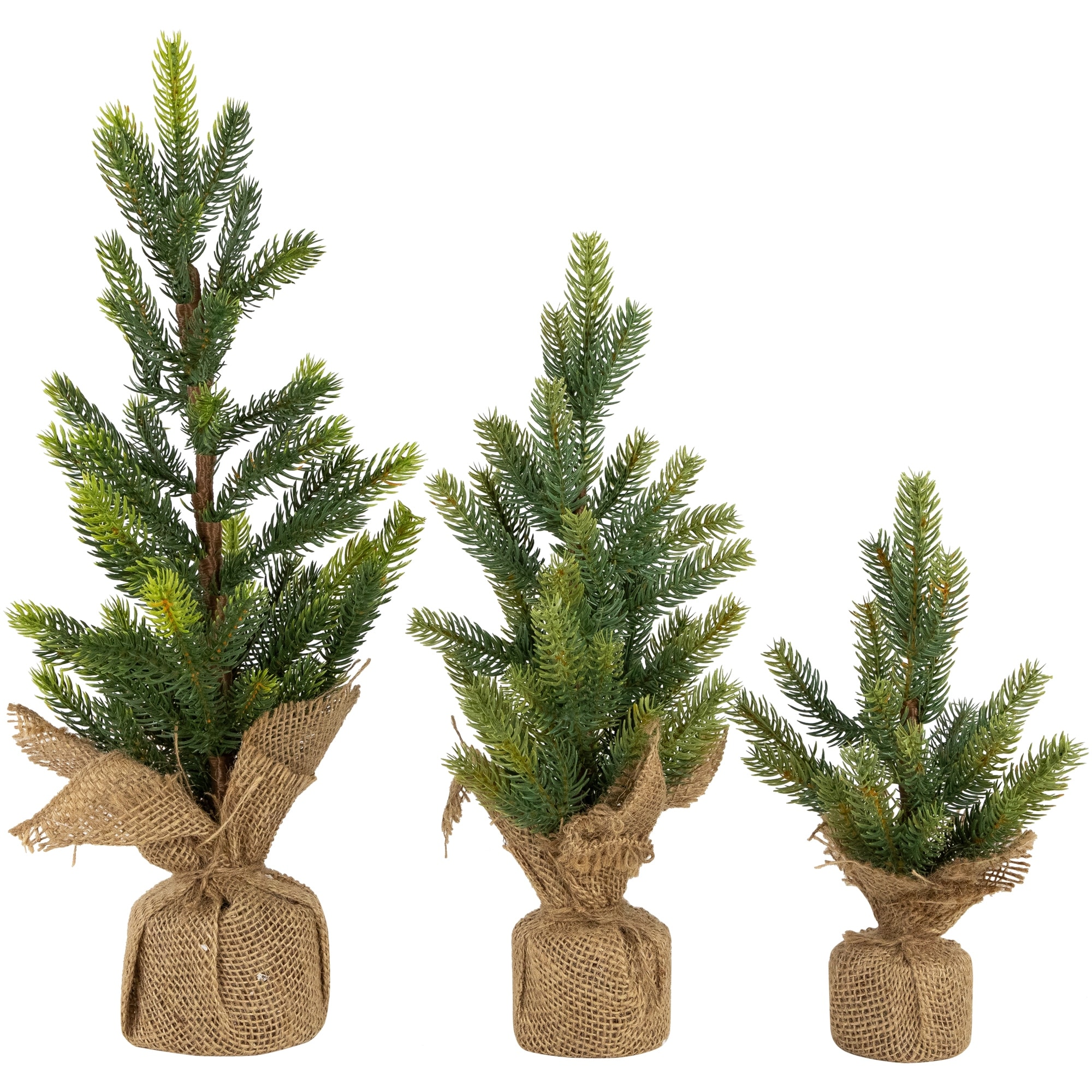 Mini Christmas Pine Artificial Christmas Trees Burlap Base 18" 3 - 1.5 Foot