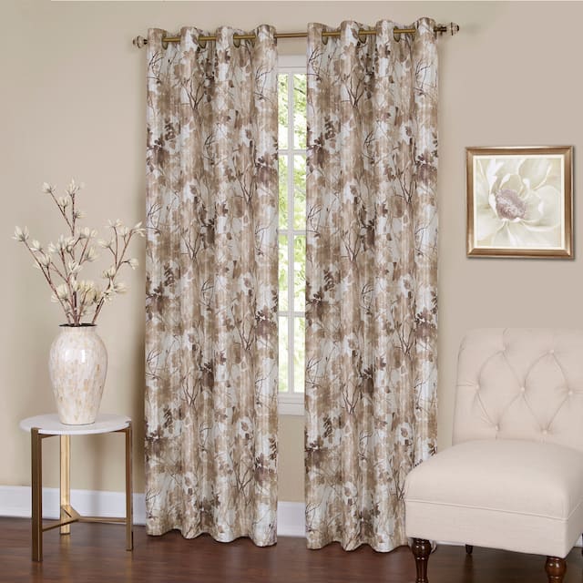 Achim Tranquil Lined Grommet Curtain Panel - Off-White - 63 Inches